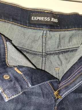 Express Women's Dark Blue Distressed Denim Cutoff Shorts